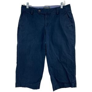 Eddie Bauer Womens 10 Navy Blue Worn In Wide Relaxed Leg Pedal Pusher Pants